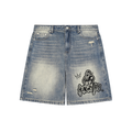 Faded Distressed Baggy Denim Shorts